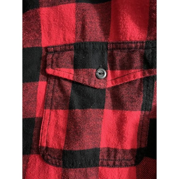 MOSSIMO SUPPLY CO Buffalo Plaid FLANNEL Shirt Red Black Check XL - Picture 8 of 11